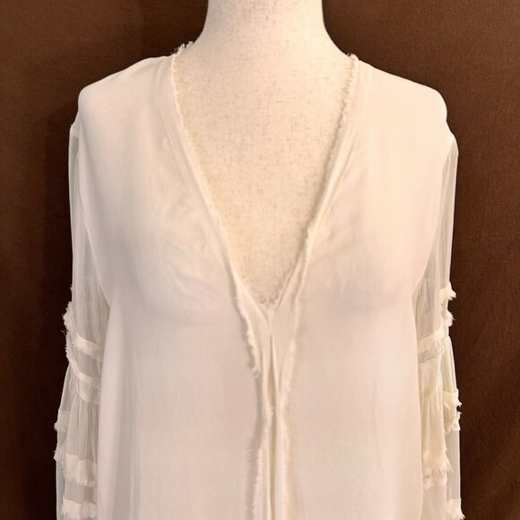 Alexis White Silk Top Sheer Sleeve Ties Size Small Womens Blouse - Picture 2 of 8